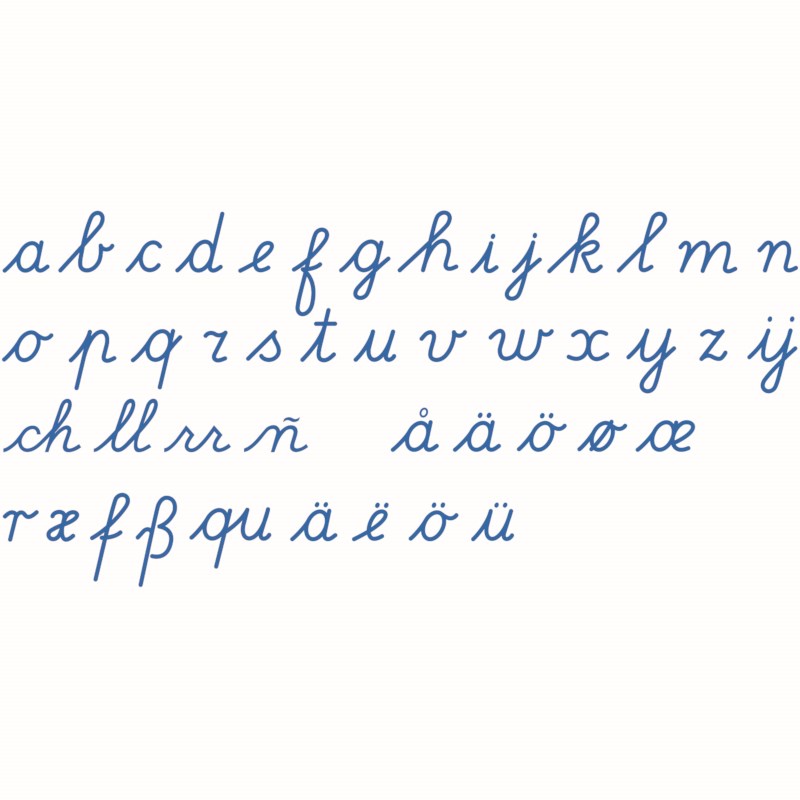 Medium Movable Alphabet International Cursive Blue Heutink International