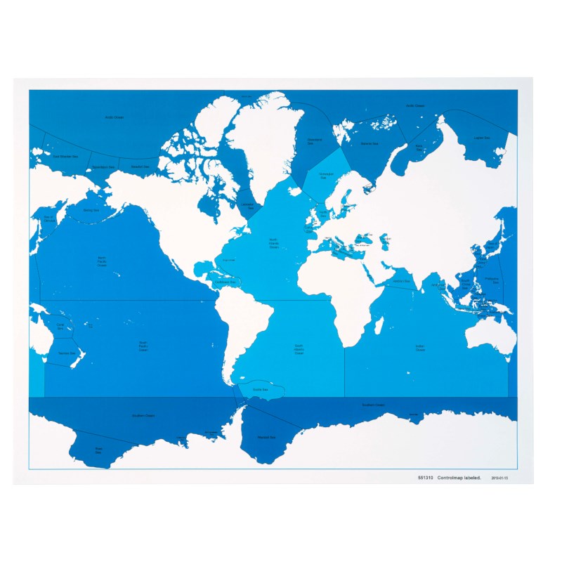 Seas And Oceans Control Map: Labeled