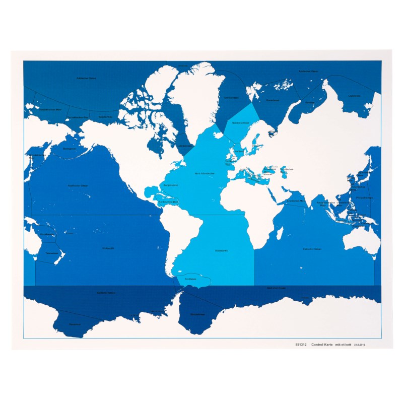 Seas And Oceans Control Map: Labeled (German)