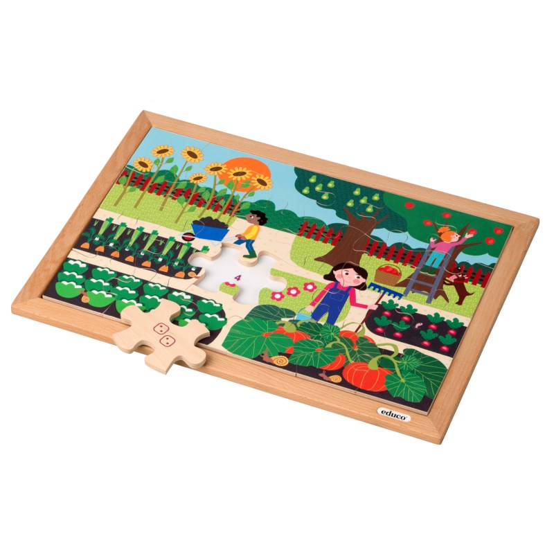 Math puzzle - quantities up to 6 l 24 wooden puzzle pieces l Educo