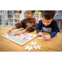 Math puzzle - addition and subtraction up to 12 l 35 wooden puzzle pieces l Educo