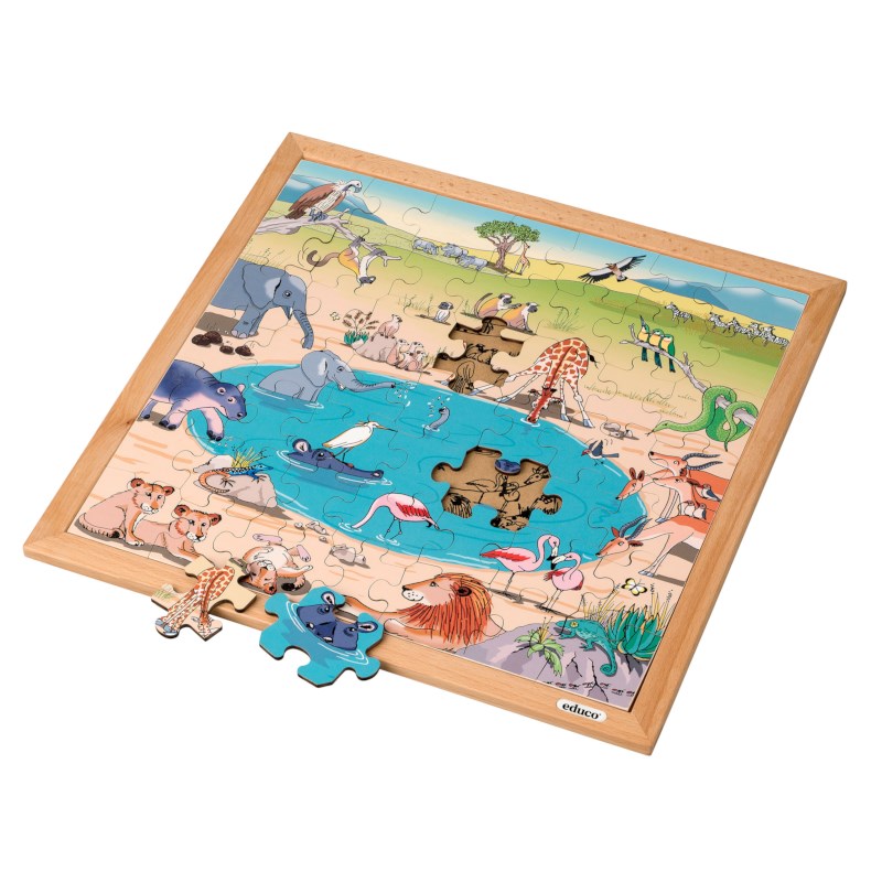 Vocabulary puzzle – savannah l Wooden puzzles l 49 puzzle pieces l Educo