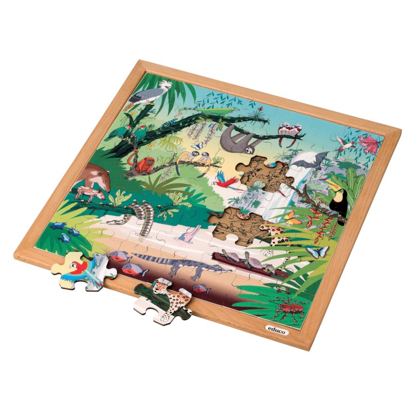 Vocabulary puzzle tropical forest l Wooden puzzles l 49 puzzle pieces l Educo