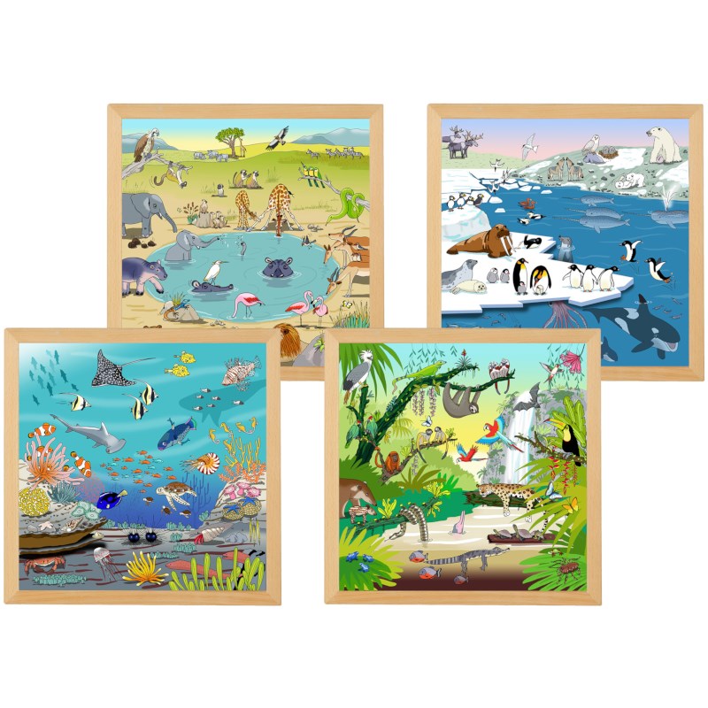 Vocabulary puzzles habitats - set of 4 l Wooden puzzles l Educo