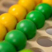 Mosaic table with coloured balls
