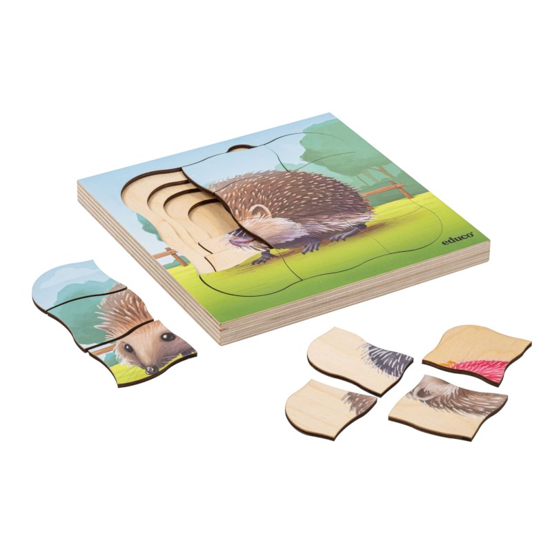 On the farm - growth hedgehog | Educo | layer puzzle | 31 puzzle pieces | GROEIGEHEIM.