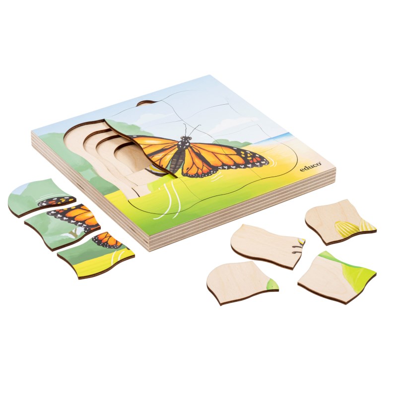 In the forest - growth butterfly | Educo | layer puzzle | 31 puzzle pieces | GROEIGEHEIM.