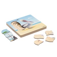 On the beach - growth pelican | Educo | layer puzzle | 31 puzzle pieces | GROEIGEHEIM. 
