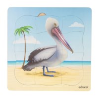On the beach - growth pelican | Educo | layer puzzle | 31 puzzle pieces | GROEIGEHEIM. 