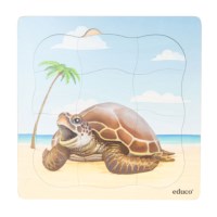 On the beach - growth sea turtle | Educo | layer puzzle | 31 puzzle pieces | GROEIGEHEIM. 