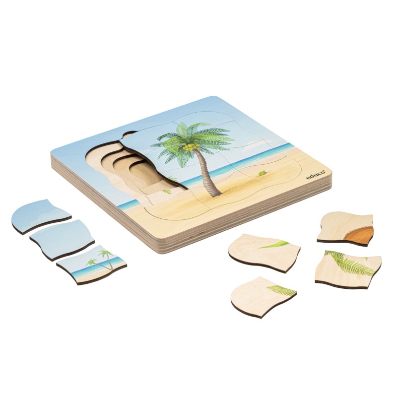 On the beach - growth coconut palm | Educo | layer puzzle | 31 puzzle pieces | GROEIGEHEIM. 