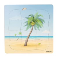 On the beach - growth coconut palm | Educo | layer puzzle | 31 puzzle pieces | GROEIGEHEIM. 