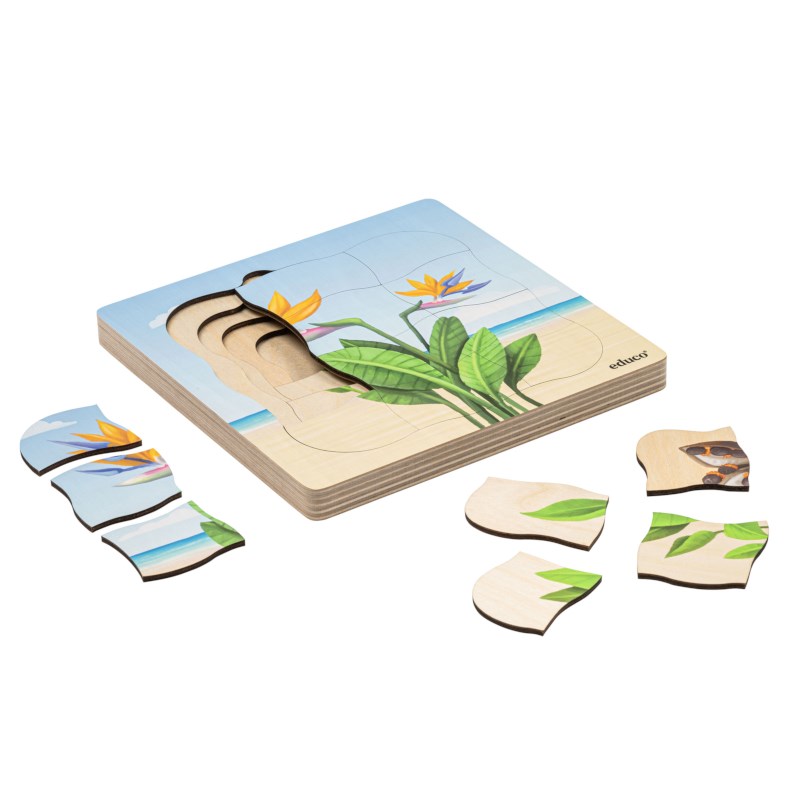 On the beach - growth bird of paradise plant | Educo | layer puzzle | 31 puzzle pieces | GROEIGEHEIM. 