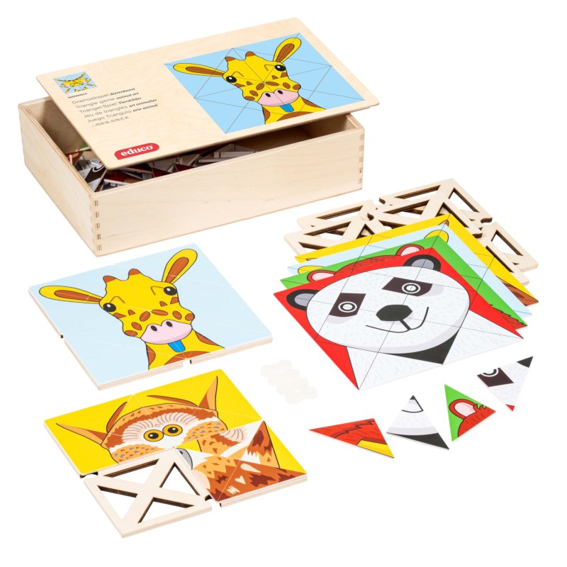 Triangle game - animal art | Educo | game box | FIGUURLIJK.