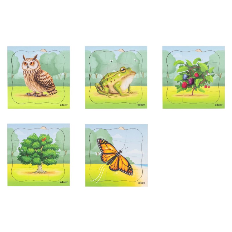 In the forest - bundle pack | Educo | layer puzzle | 5 puzzles | GROEIGEHEIM. 