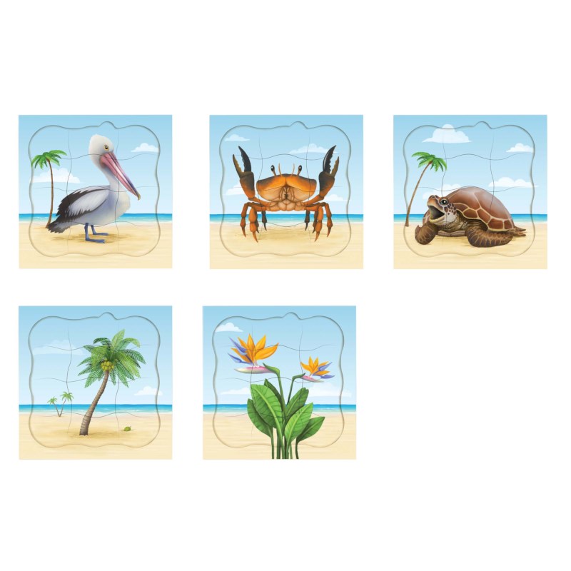 On the beach - bundle pack | Educo | layer puzzle | 5 puzzles | GROEIGEHEIM.