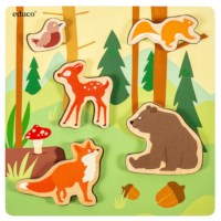 Animal friends – in the forest | Educo | inset puzzle | 5 puzzle pieces | GRIP. 