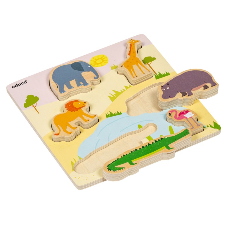 Animal friends – on the savannah | Educo | inset puzzle | 6 puzzle pieces | GRIP. 