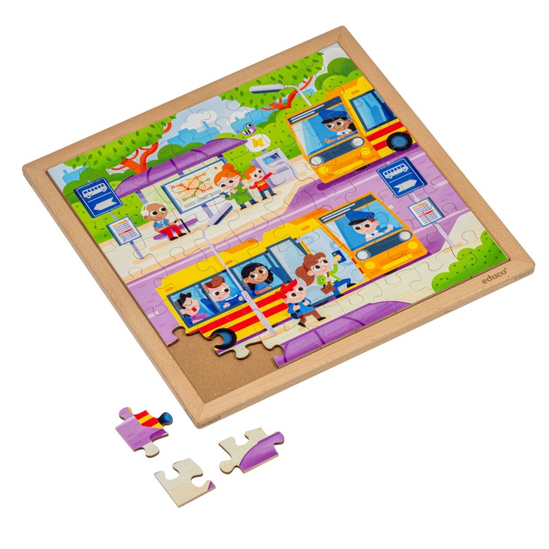 Transport - the bus | 64 puzzle pieces | REISTIJD.