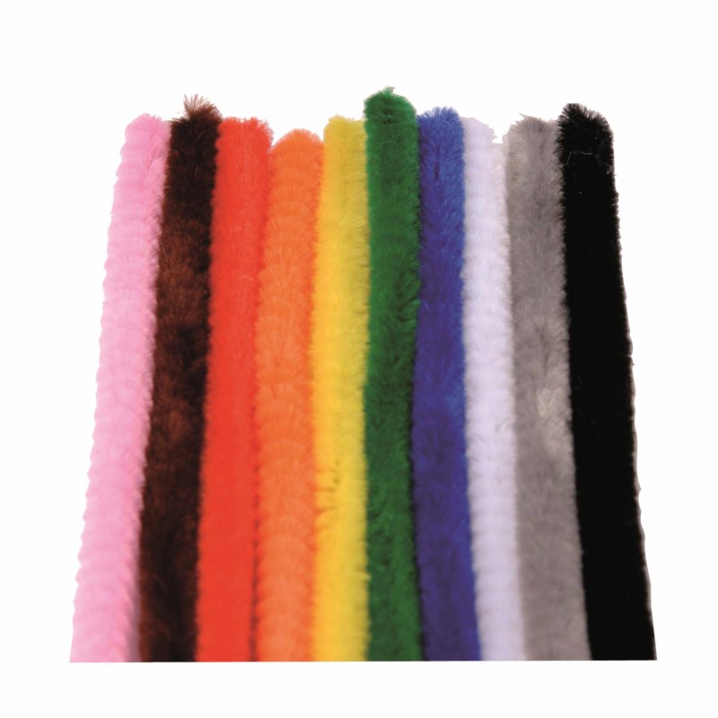 Chenille stem/ Modelling pipe cleaner - 100 meters, assorted 10 colours