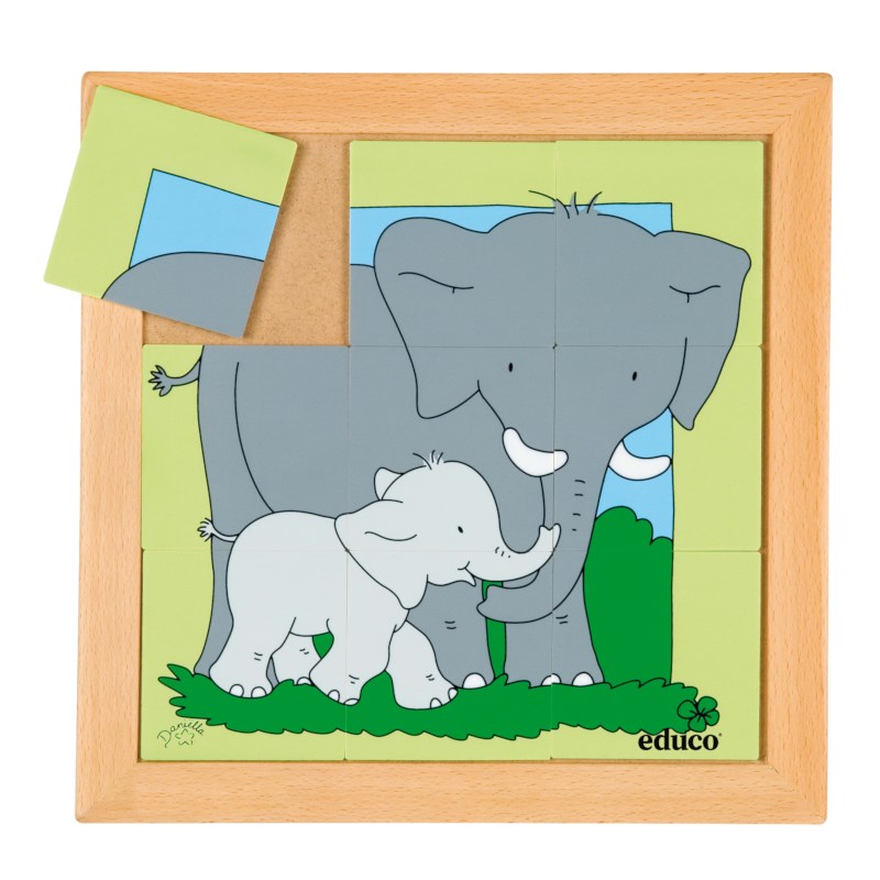 Распечатать пазлы для детей 10 лет Animal puzzle mother + child - elephant Heutink International