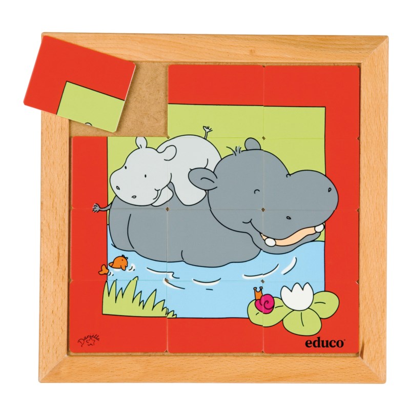 Animal puzzle mother + child - hippo