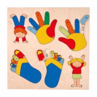 Inlay puzzle board fingers and toes