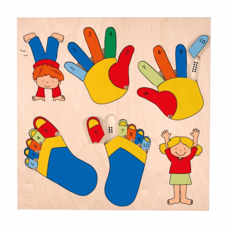 Inlay puzzle board fingers and toes
